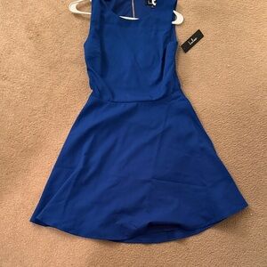 Lulu's Royal Blue Sleeveless Fit & Flare Mini Dress with open back